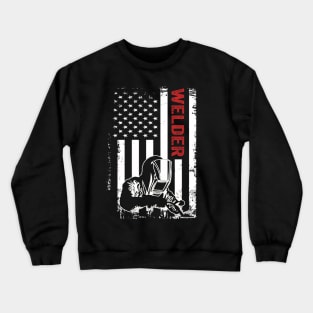 Welding Funny Welder Quotes USA American Flag Crewneck Sweatshirt